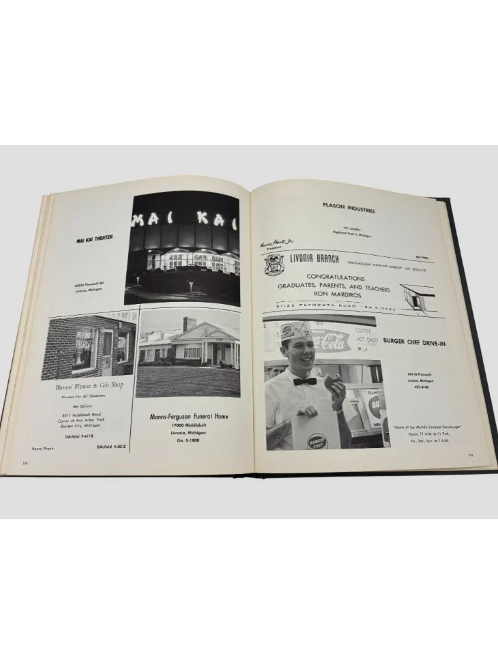 1964 Pioneer Bentley High School Livonia Michigan Yearbook Signed Vintage Annual